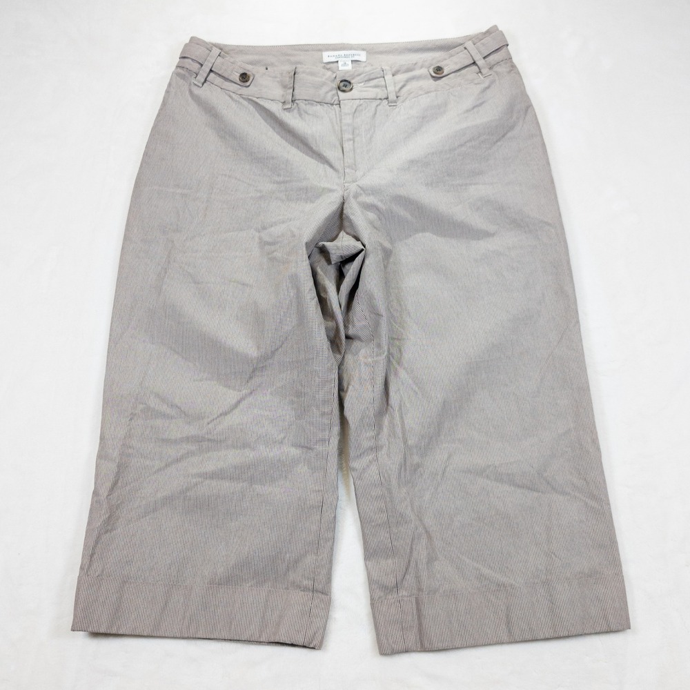 Banana Republic Capri Pants Women 12 Brown Y2K Vintage Pinstripe Preppy Office